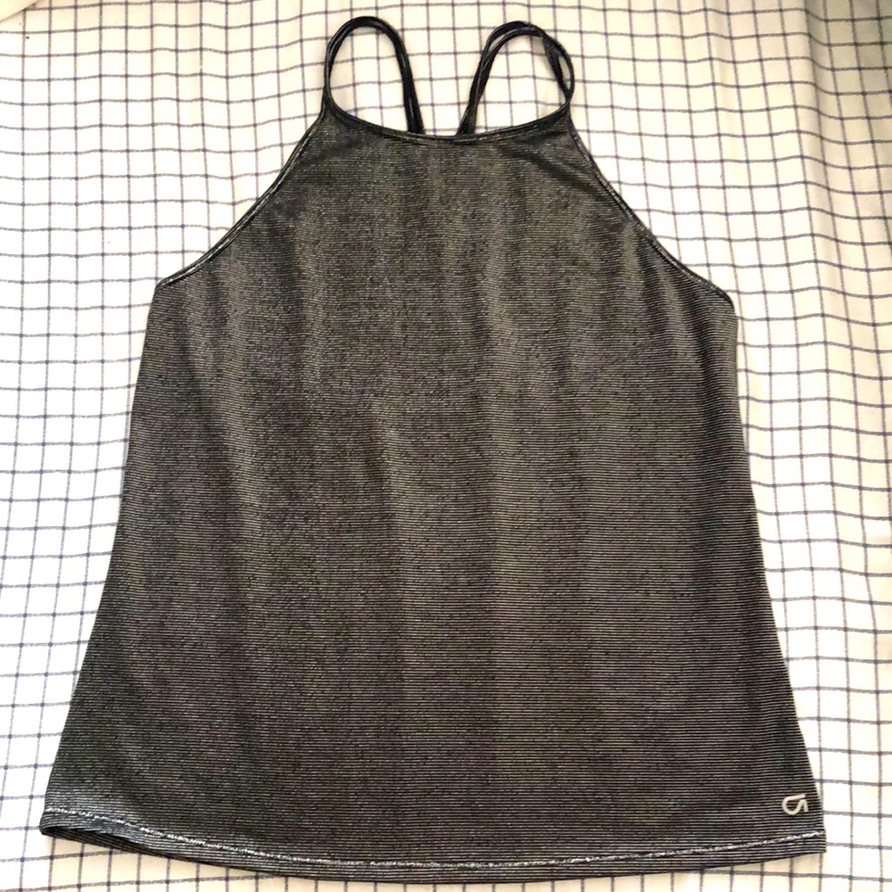 Gap EUC gold and black metallic striped tank top